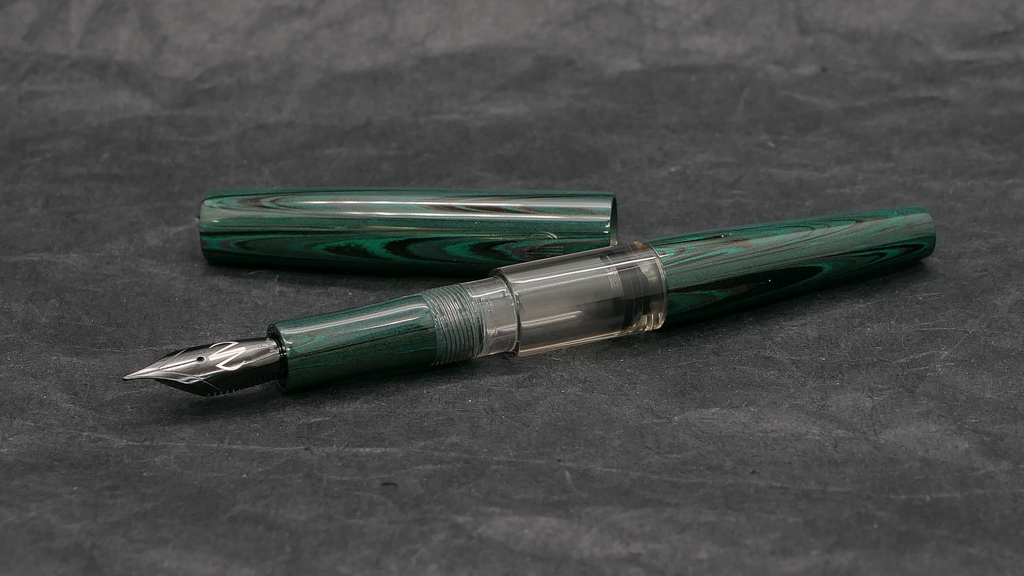 Townsend - slim – Green ripple ebonite - syringe - #6 nib