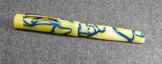 Gibby - Medium - Omas blue and yellow acrylic - #6 nib - clip