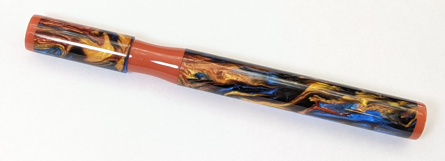 Hale - Small - Corrl Creatons Peacock Springs resin and Dark orange acrylic -Bock #6 nib