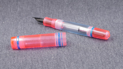 Knickerbocker - Medium - Clear Pink and Blue acrylics - polished clear internals - Jowo #6 nib