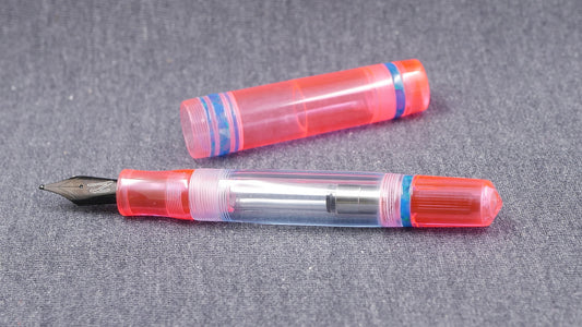 Knickerbocker - Medium - Clear Pink and Blue acrylics - polished clear internals - Jowo #6 nib