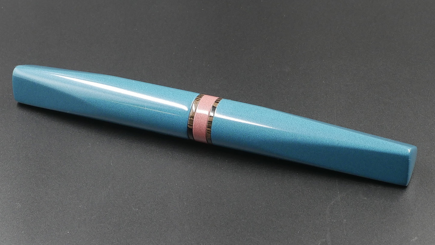 Prospector - Medium - Nikko Light Blue and Pink solid and ripple ebonites - Jowo #6 nib