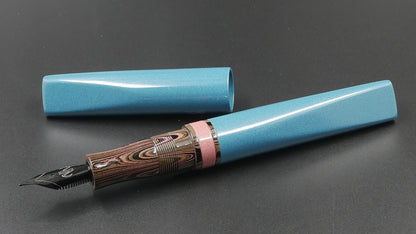 Prospector - Medium - Nikko Light Blue and Pink solid and ripple ebonites - Jowo #6 nib