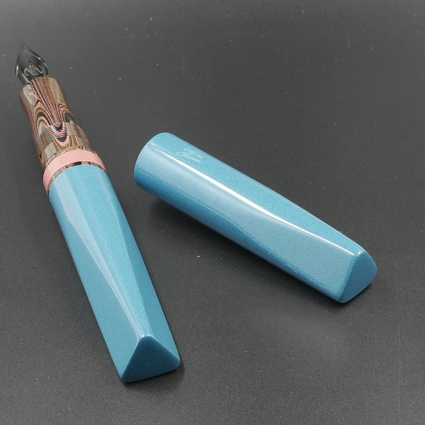 Prospector - Medium - Nikko Light Blue and Pink solid and ripple ebonites - Jowo #6 nib