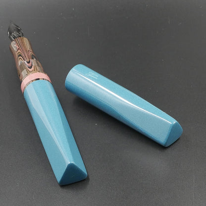 Prospector - Medium - Nikko Light Blue and Pink solid and ripple ebonites - Jowo #6 nib