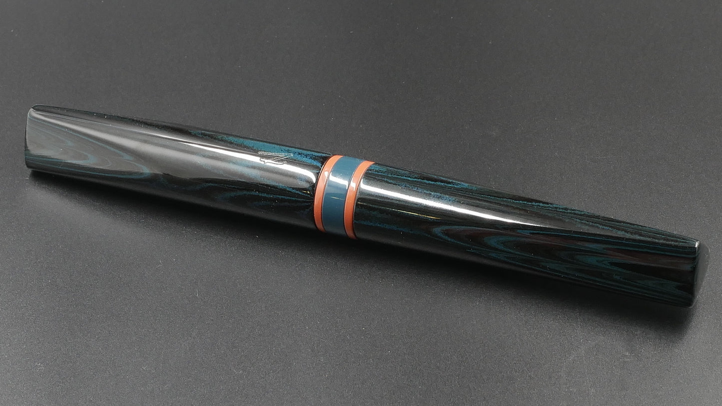 Prospector - Medium - SEM Midnight Blue ripple and Cumberland orange ebonites - Jowo #6 nib