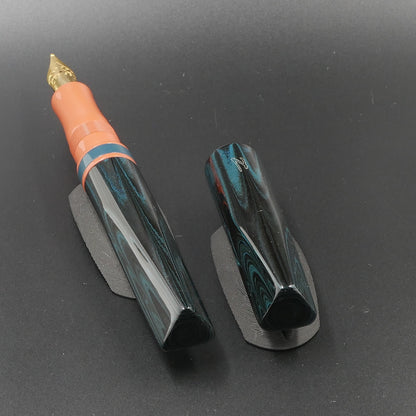 Prospector - Medium - SEM Midnight Blue ripple and Cumberland orange ebonites - Jowo #6 nib