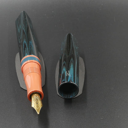 Prospector - Medium - SEM Midnight Blue ripple and Cumberland orange ebonites - Jowo #6 nib