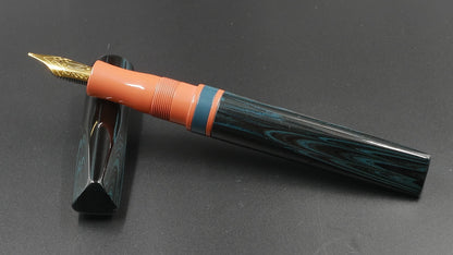 Prospector - Medium - SEM Midnight Blue ripple and Cumberland orange ebonites - Jowo #6 nib