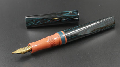Prospector - Medium - SEM Midnight Blue ripple and Cumberland orange ebonites - Jowo #6 nib