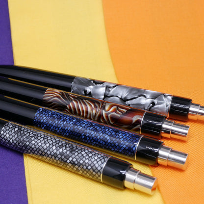 Preston Ballpoint - Vintage brown abalone celluloid and black acrylic