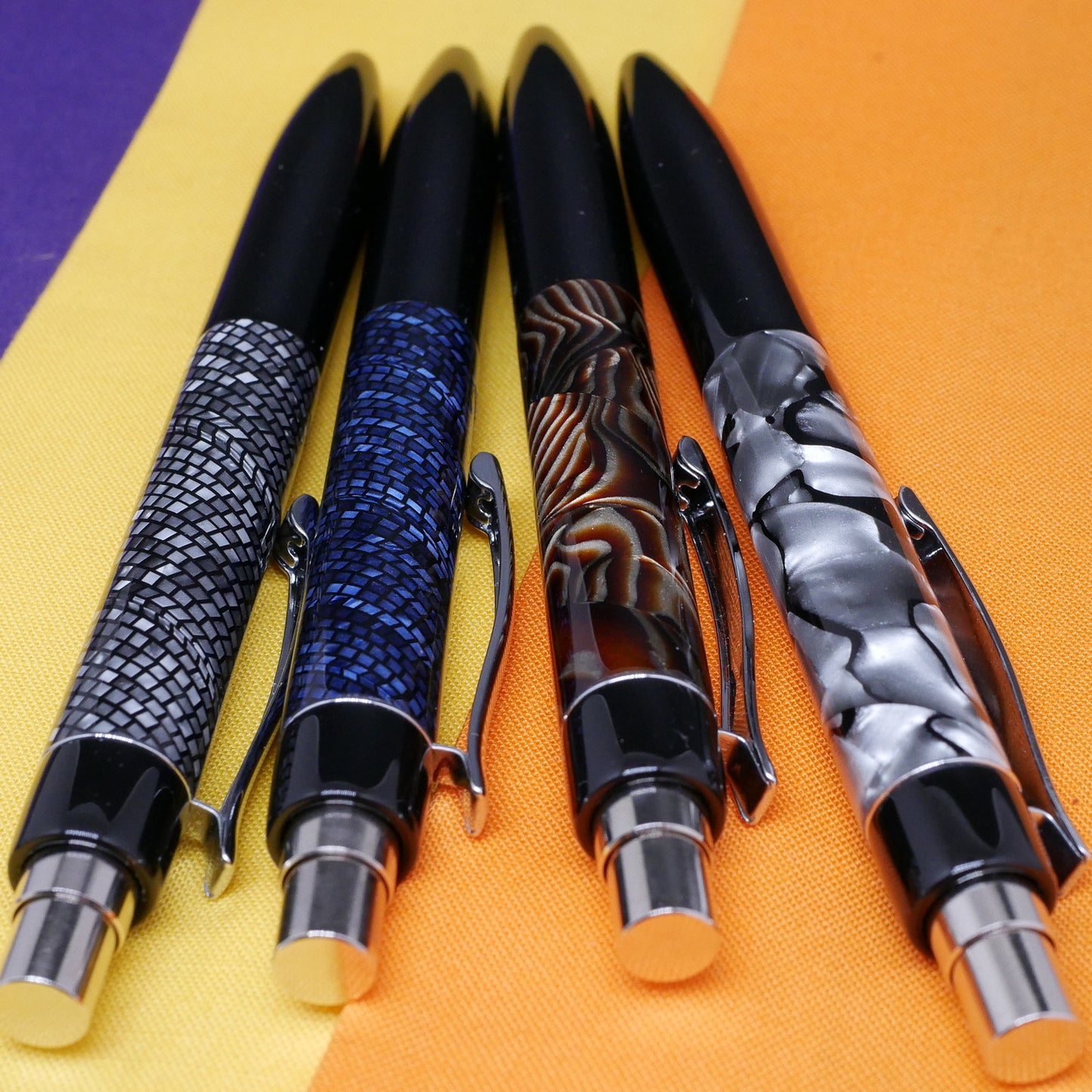 Preston Ballpoint - Vintage Blue Lizard celluloid and black acrylic