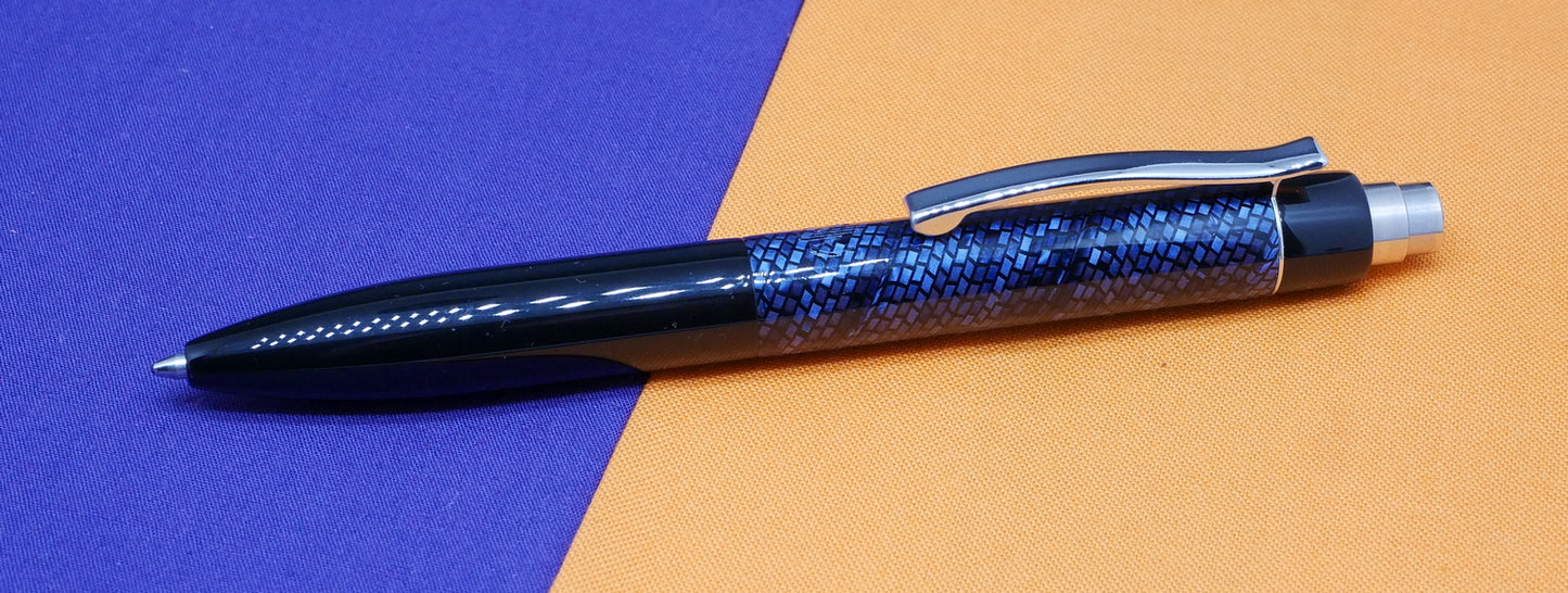 Preston Ballpoint - Vintage Blue Lizard celluloid and black acrylic