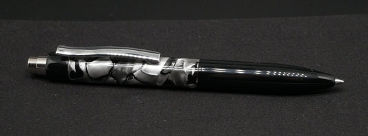 Preston Ballpoint - Vintage Gray scale celluloid and black acrylic