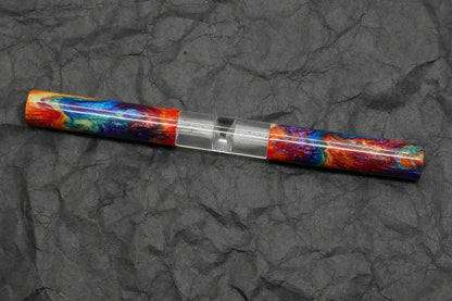 Eastman Palindrome -Small – McKenzie Oil Slick resin , clear barrel - 2 #6 nibs