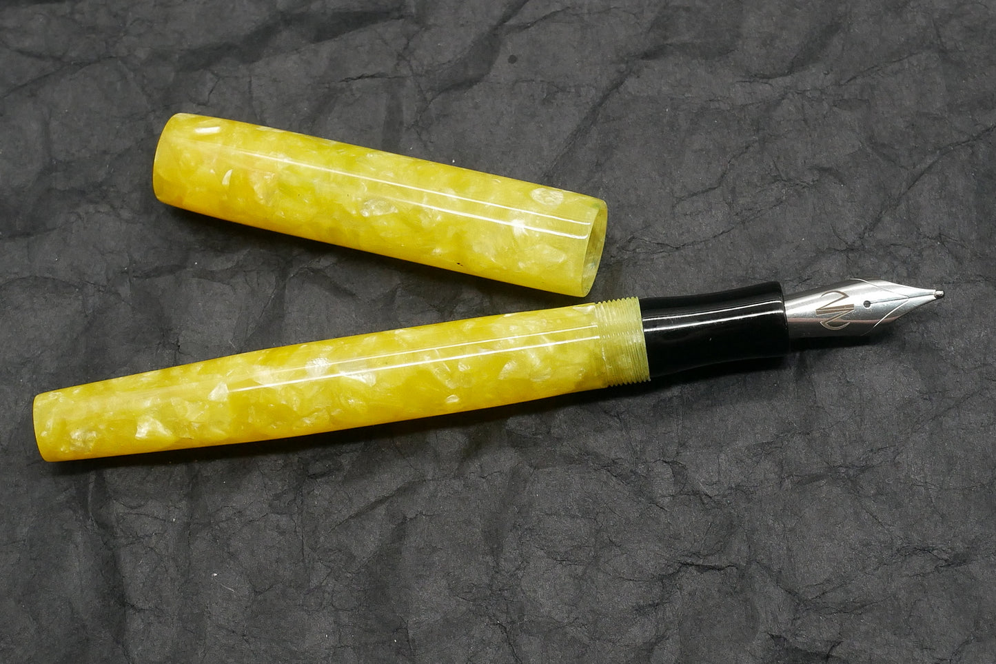 Orville - Small - yellow fleck and black acrylic - #6 nib