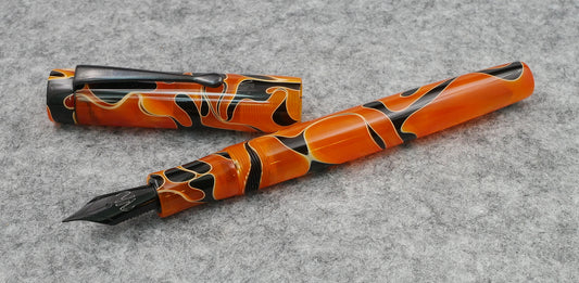 Orville - Black and Orange swirl acrylics - clip - Jowo #6 nib