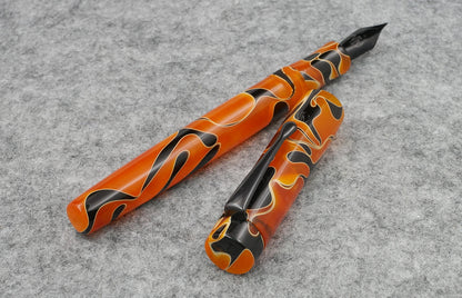Orville - Black and Orange swirl acrylics - clip - Jowo #6 nib