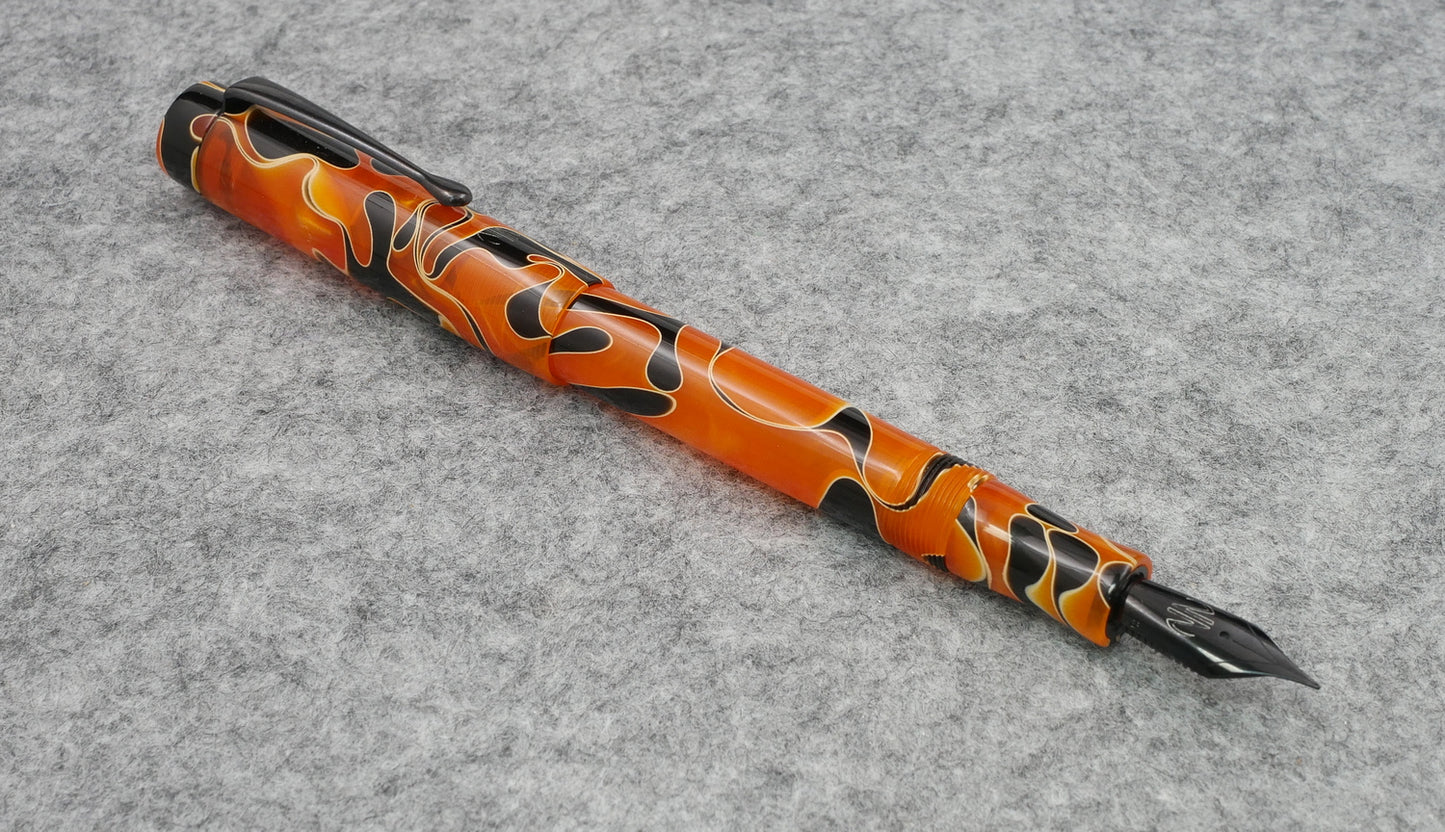 Orville - Black and Orange swirl acrylics - clip - Jowo #6 nib