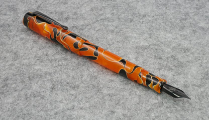 Orville - Black and Orange swirl acrylics - clip - Jowo #6 nib