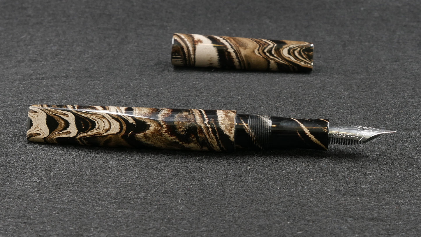 Prospector - Small - Nikko Coffee & Cream swirl ebonite - Jowo #6 nib