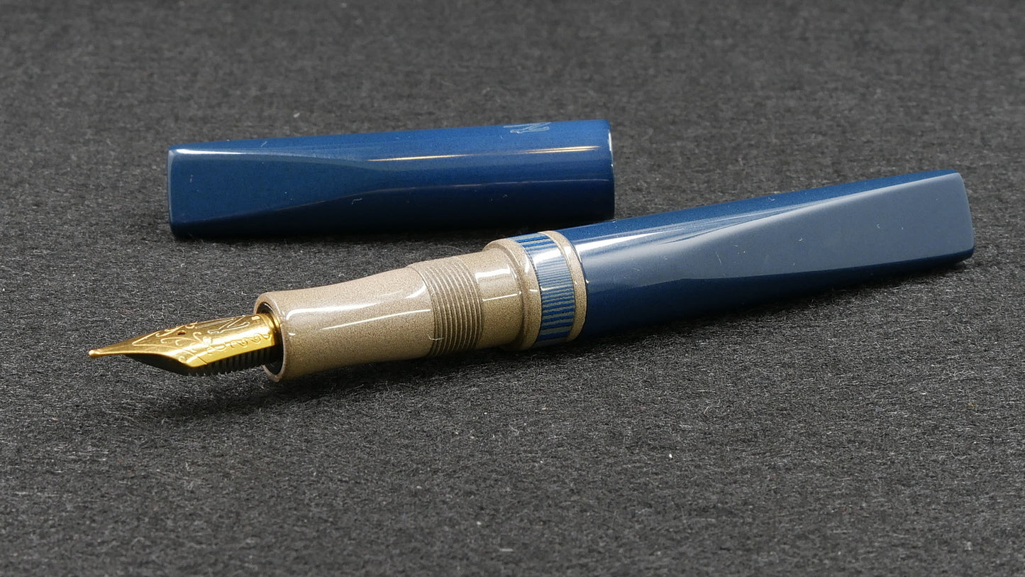 Prospector - Small - Nikko blue, beige, and lined blue/gray ebonite - Jowo #6 nib