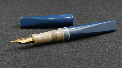 Prospector - Small - Nikko blue, beige, and lined blue/gray ebonite - Jowo #6 nib