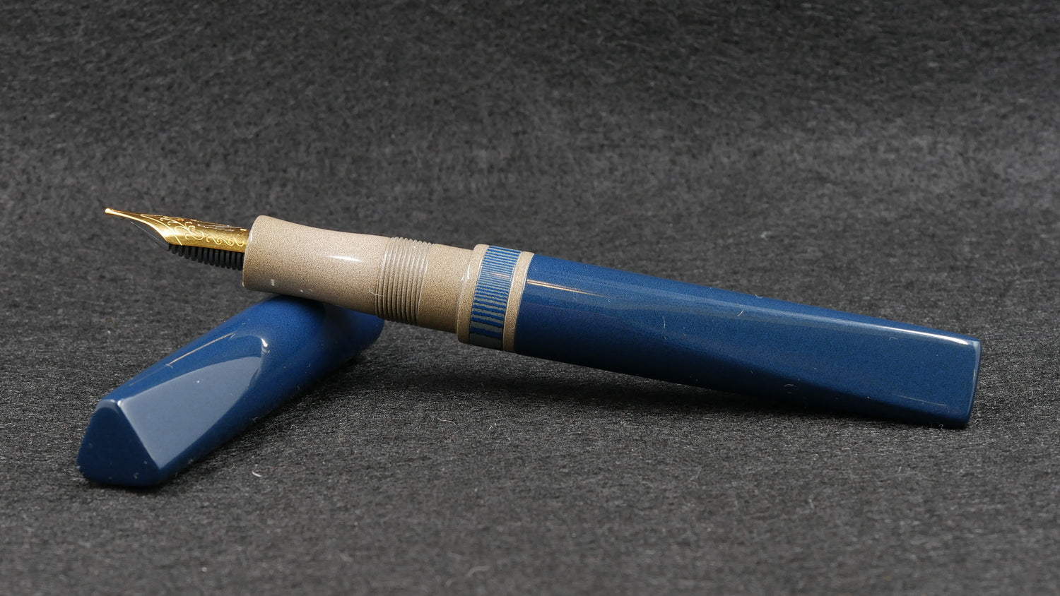 Prospector - Small - Nikko blue, beige, and lined blue/gray ebonite - Jowo #6 nib