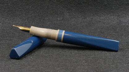 Prospector - Small - Nikko blue, beige, and lined blue/gray ebonite - Jowo #6 nib