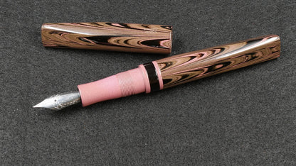 Prospector - Small - Nikko Pink ripple and solid pink ebonite - Jowo #6 nib