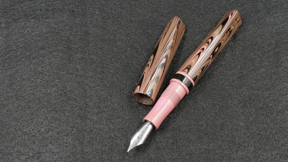 Prospector - Small - Nikko Pink ripple and solid pink ebonite - Jowo #6 nib