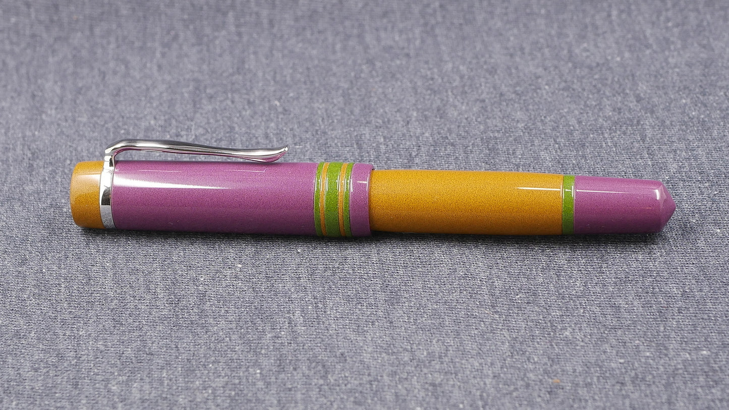 Knickerbocker - Medium - Nikko Purple, Amber, Matcha Green ebonite #6 nib