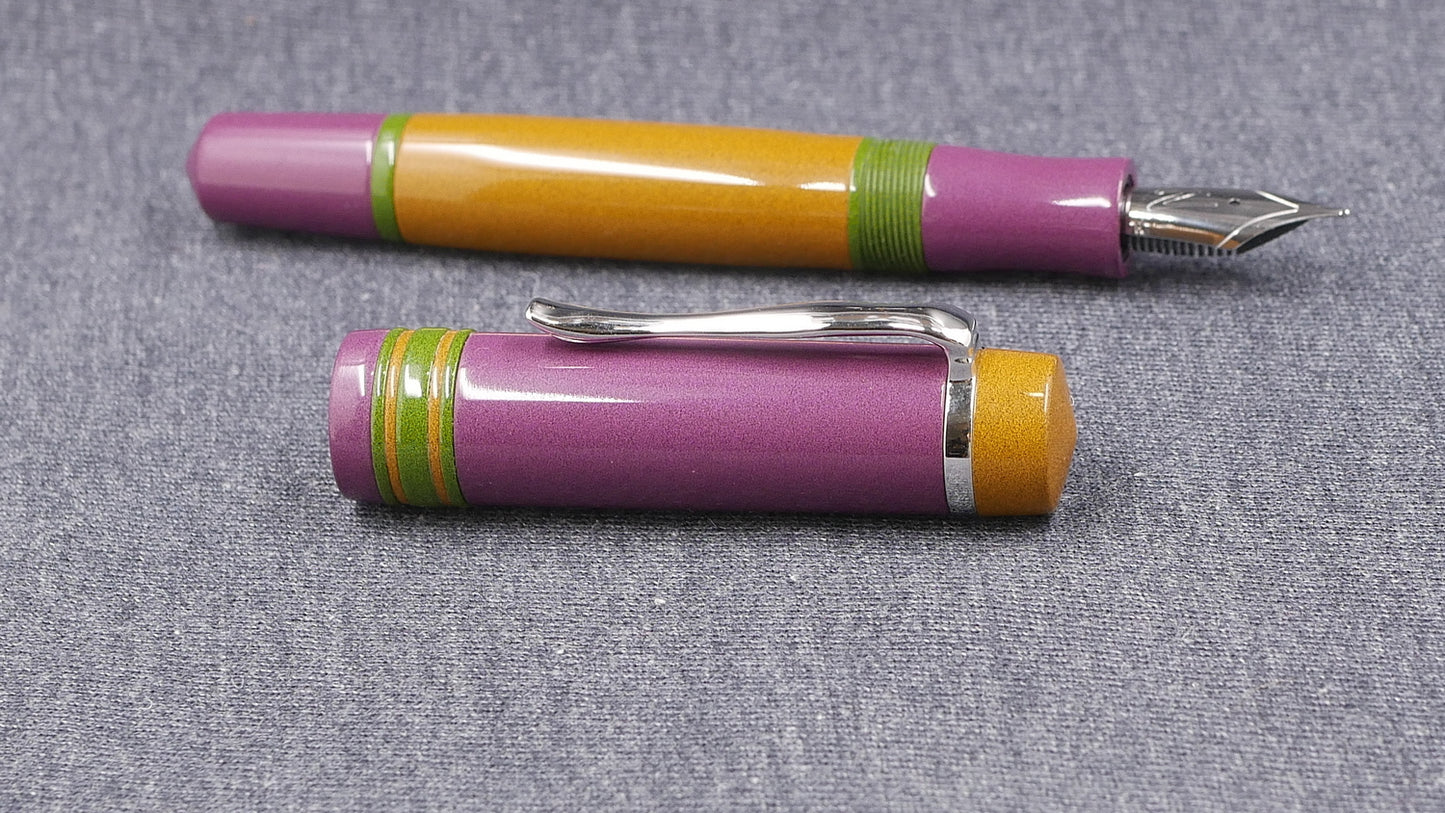 Knickerbocker - Medium - Nikko Purple, Amber, Matcha Green ebonite #6 nib