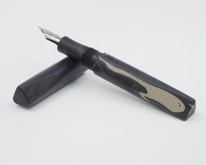 Prospector - Large - Nikko Dark Purple, white & black ebonite - Bock #8 nib