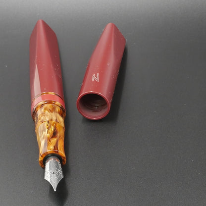 Prospector - Medium - Corrl Creations Urushi Red and Tortoise resins - Jowo #6 nib