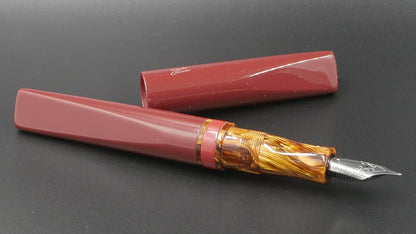 Prospector - Medium - Corrl Creations Urushi Red and Tortoise resins - Jowo #6 nib