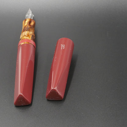 Prospector - Medium - Corrl Creations Urushi Red and Tortoise resins - Jowo #6 nib