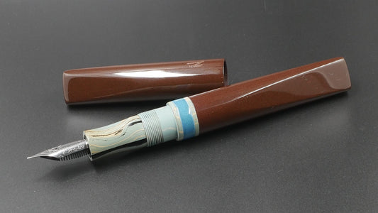 Prospector - Medium - Nikko Chocolate Brown and Light Blue, SEM Light Camo ebonites - Jowo #6 nib