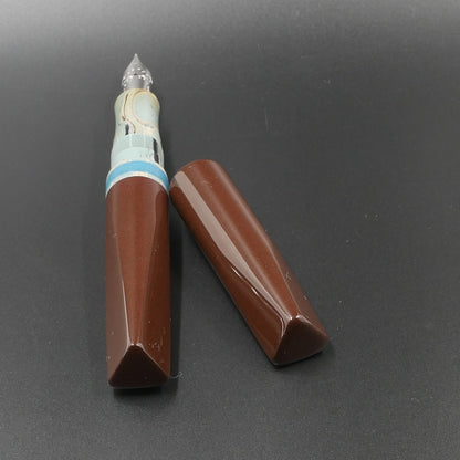 Prospector - Medium - Nikko Chocolate Brown and Light Blue, SEM Light Camo ebonites - Jowo #6 nib
