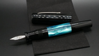 Orville - oversize - Black and Teal acrylic, doublet - clip - #6 nib