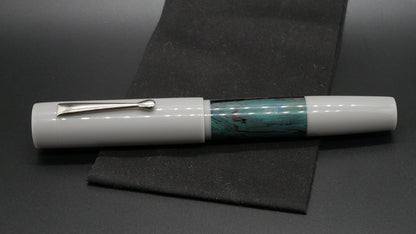 Orville - oversize - Gray and Deep Sea ebonite, doublet - clip - #6 nib