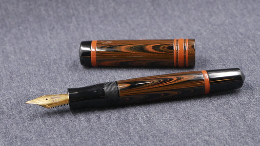 Knickerbocker - Medium - Nikko orange ripple ebonite - #6 nib