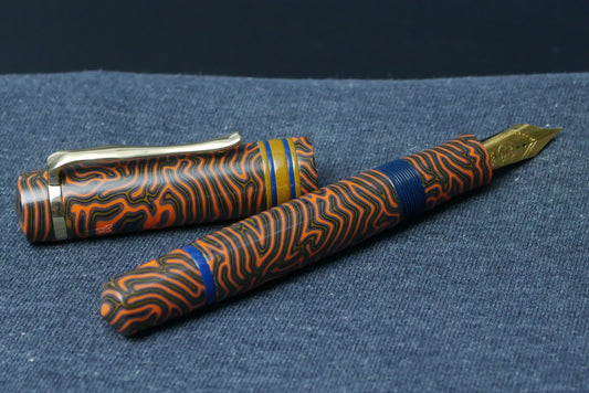 Knickerbocker - Large - Crazy Fiber Orange n Blue, Nikko Dark Blue and Amber ebonite