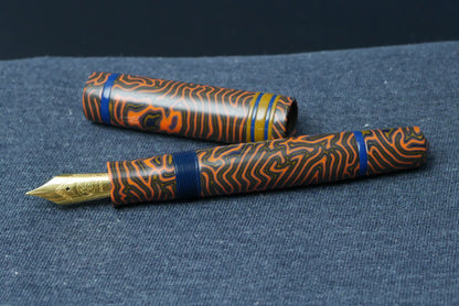 Knickerbocker - Large - Crazy Fiber Orange n Blue, Nikko Dark Blue and Amber ebonite