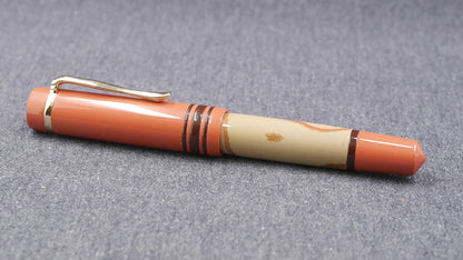 Knickerbocker - Medium - SEM Briar swirl, Cumberland, and brown ebonite - #6 nib