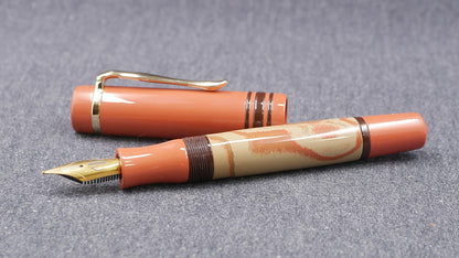Knickerbocker - Medium - SEM Briar swirl, Cumberland, and brown ebonite - #6 nib