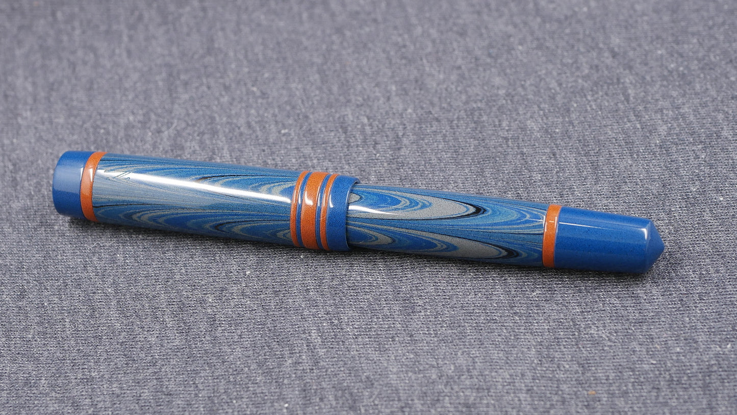 Knickerbocker - Medium - Nikko Blue Gray ripple and orange ebonite - #6 nib