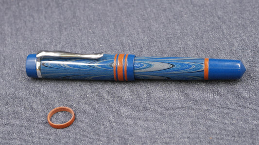 Knickerbocker - Medium - Nikko Blue Gray ripple and orange ebonite - #6 nib