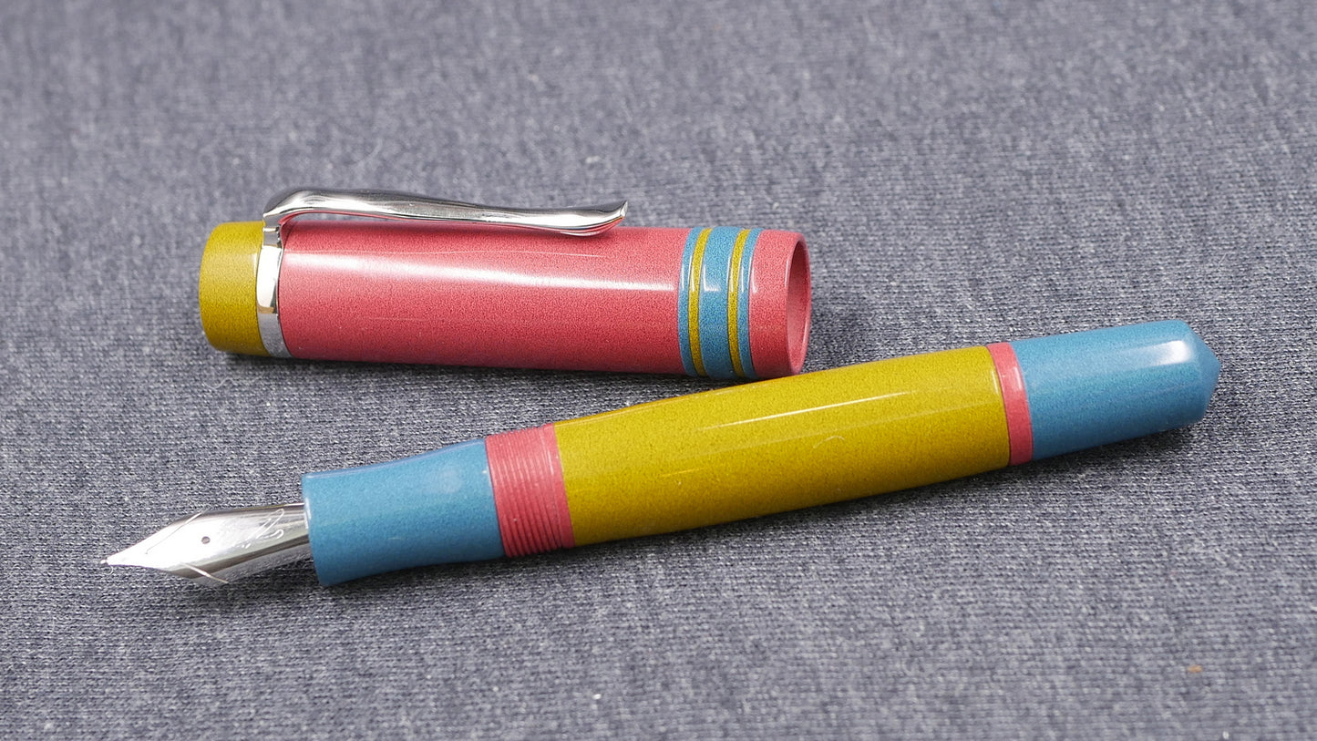 Knickerbocker - Medium - Nikko Cherry, Yellow, Light Blue ebonites - #6 nib