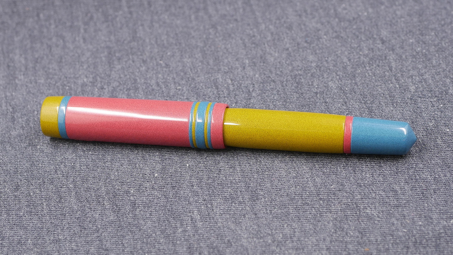 Knickerbocker - Medium - Nikko Cherry, Yellow, Light Blue ebonites - #6 nib